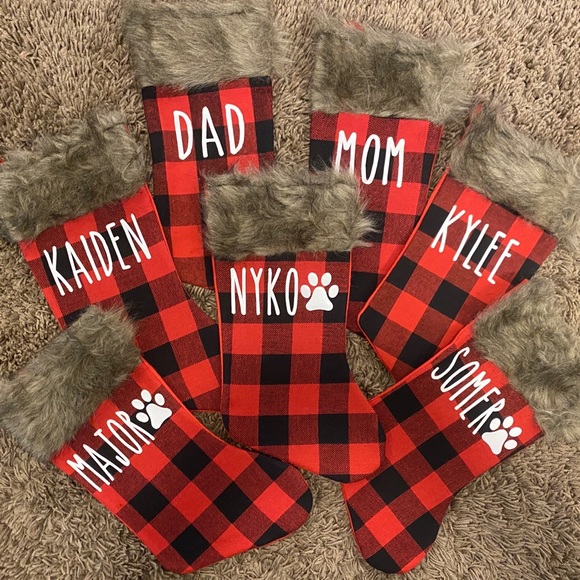 Personalized Christmas Stockings - Buffalo Plaid - Picture 1 of 8